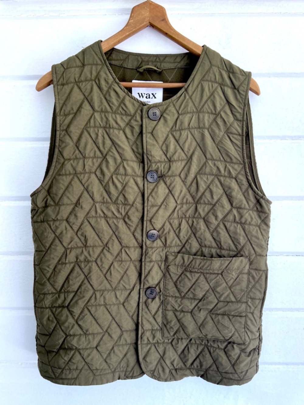 WAX LONDON 'Timb' Quilted Gilet in Dark Olive - S